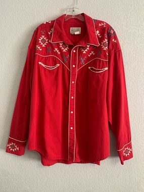 Vtg Rockmount Shirt Mens XXL Western Pearl Snap Embroidered Cowboy Rodeo Ranch